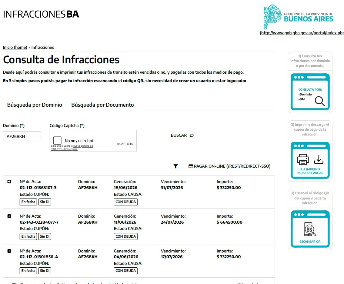 Multas en la provincia de Buenos Aires.